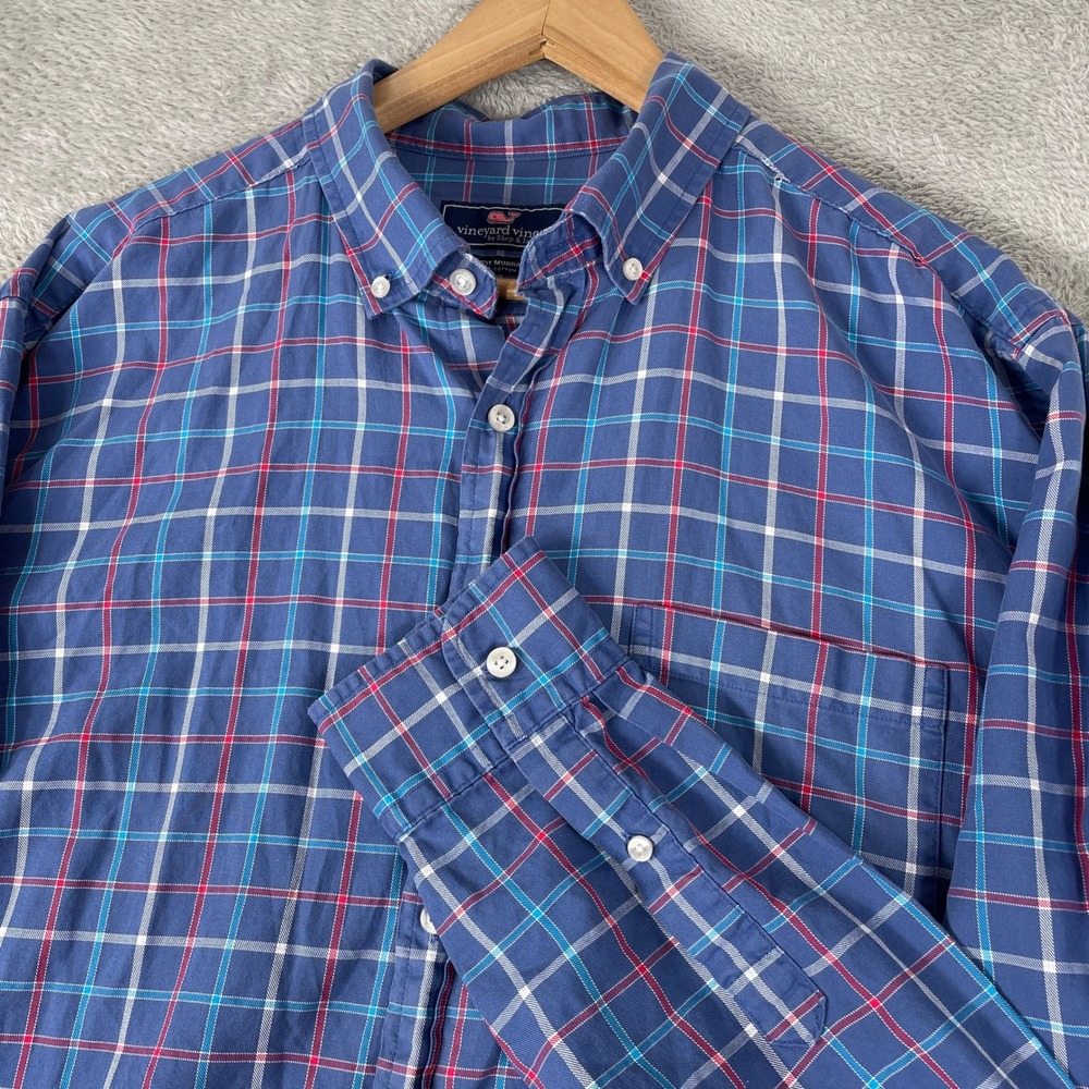 Vineyard Vines Murray Shirt Mens XL Blue Red Plaid Classic Fit Button Down